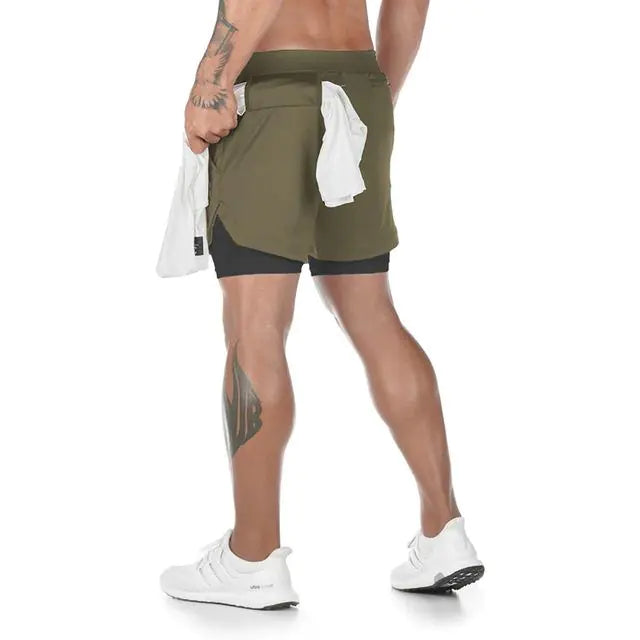 Men's Fitness Workout Running Shorts With Inner Lining Phone Pocket