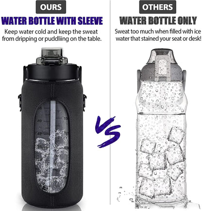 64 OZ Half Gallon Water Bottle with Sleeve