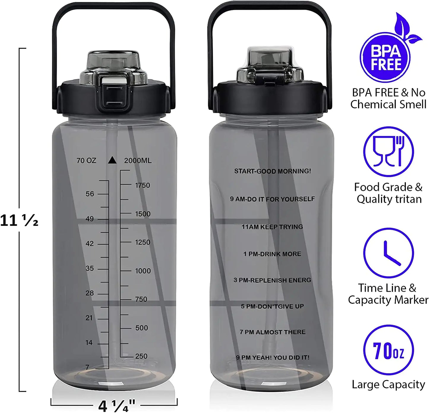 64 OZ Half Gallon Water Bottle with Sleeve