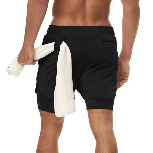 Men's Fitness Workout Running Shorts With Inner Lining Phone Pocket