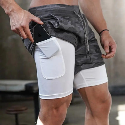 Men's Fitness Workout Running Shorts With Inner Lining Phone Pocket