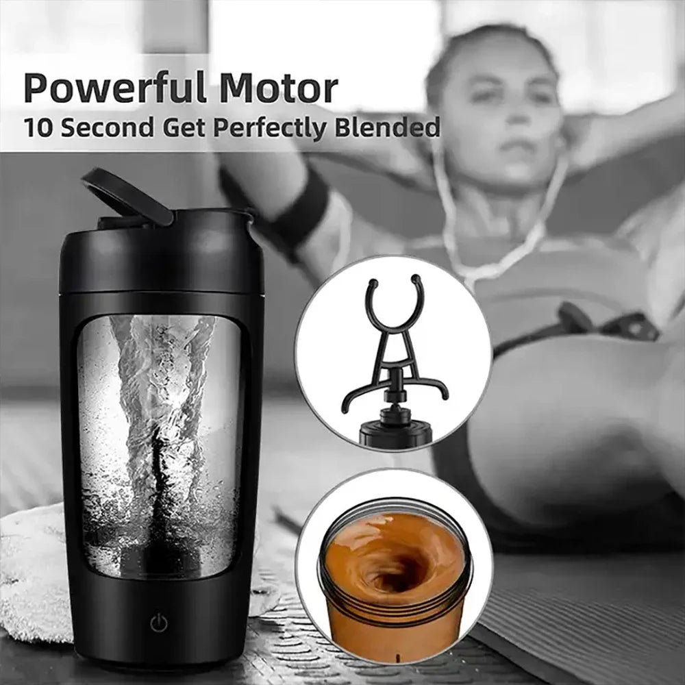 Turbo Electric Shaker Bottle With Protein Container