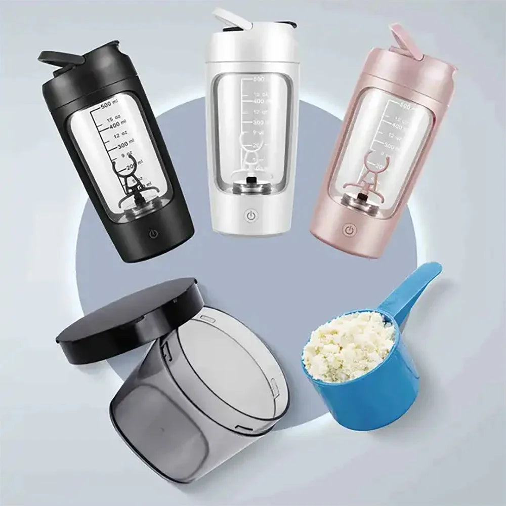 Turbo Electric Shaker Bottle With Protein Container